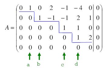 Matrix A in Zeilenstufenform