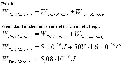 Berechnung der kin. Energie des Teilchens