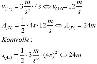 Berechnung der Strecke bei t=4s
